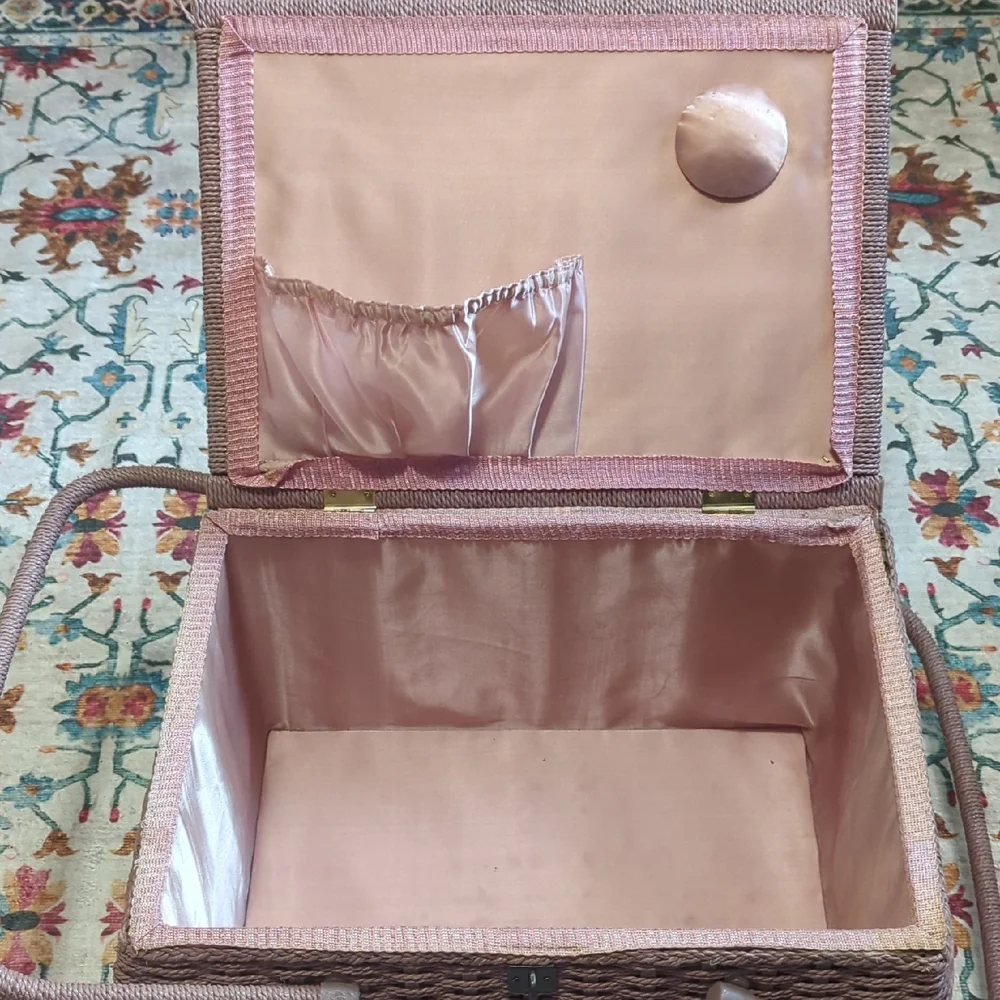 Floral Patterned Wicker Storage Bin